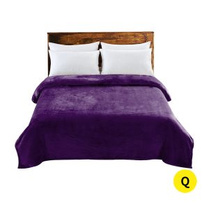 DreamZ Queen Size Ultra Soft Mink Blanket Warm Throw | Aubergine Colour