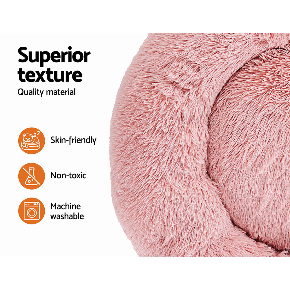 Calming Soft Plush Large Pet Bed Pink 4
